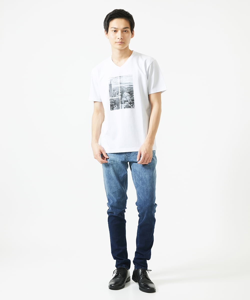MKKGC09063 MK MICHEL KLEIN HOMME(MKミッシェルクランオム) プリントTシャツ / モノクロフォトグラフィック ホワイト