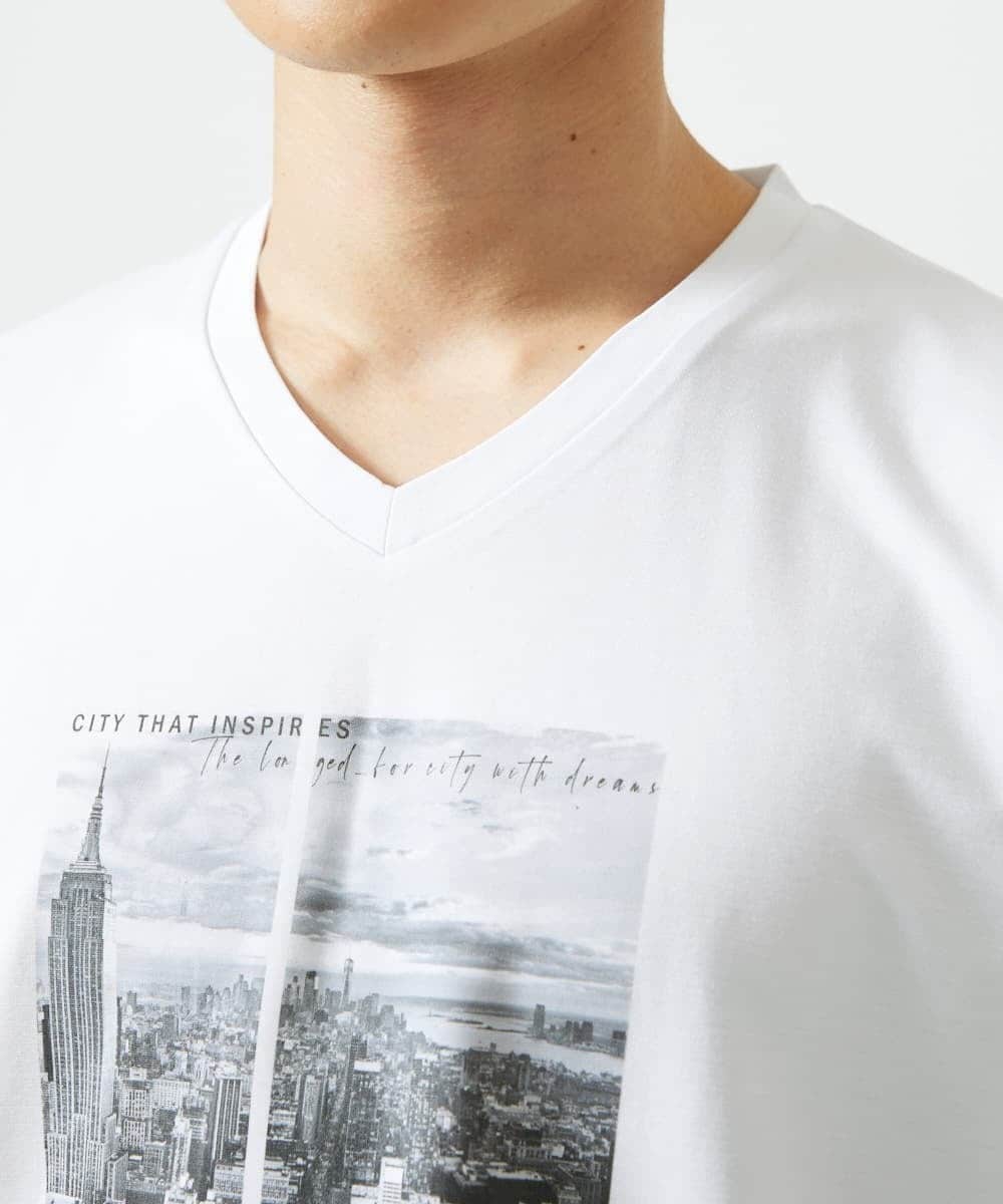 MKKGC09063 MK MICHEL KLEIN HOMME(MKミッシェルクランオム) プリントTシャツ / モノクロフォトグラフィック ホワイト