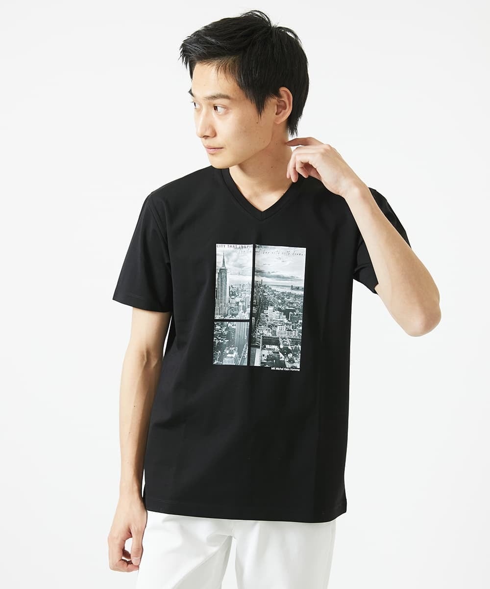 MKKGC09063 MK MICHEL KLEIN HOMME(MKミッシェルクランオム) プリントTシャツ / モノクロフォトグラフィック ブラック