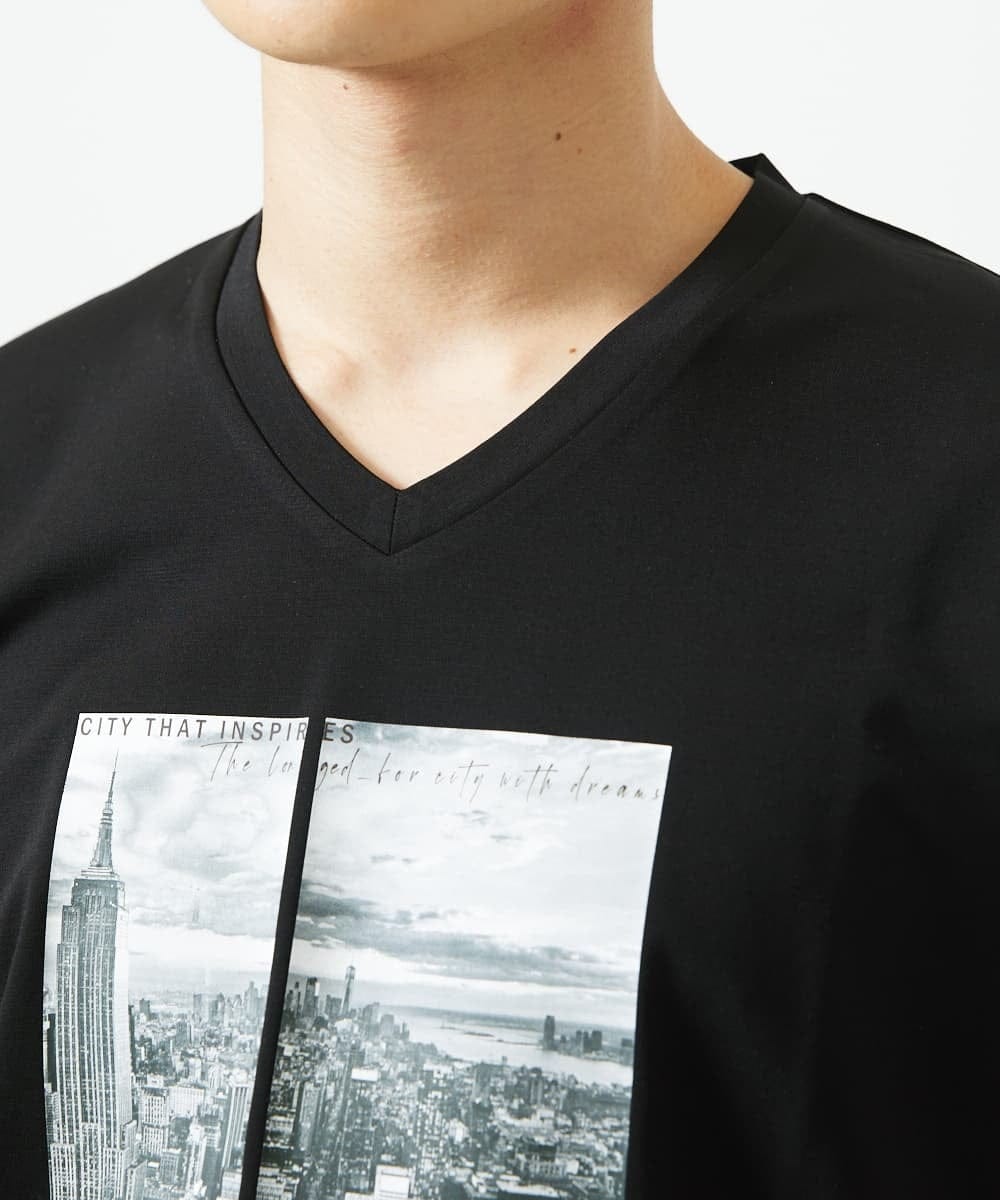 MKKGC09063 MK MICHEL KLEIN HOMME(MKミッシェルクランオム) プリントTシャツ / モノクロフォトグラフィック ブラック