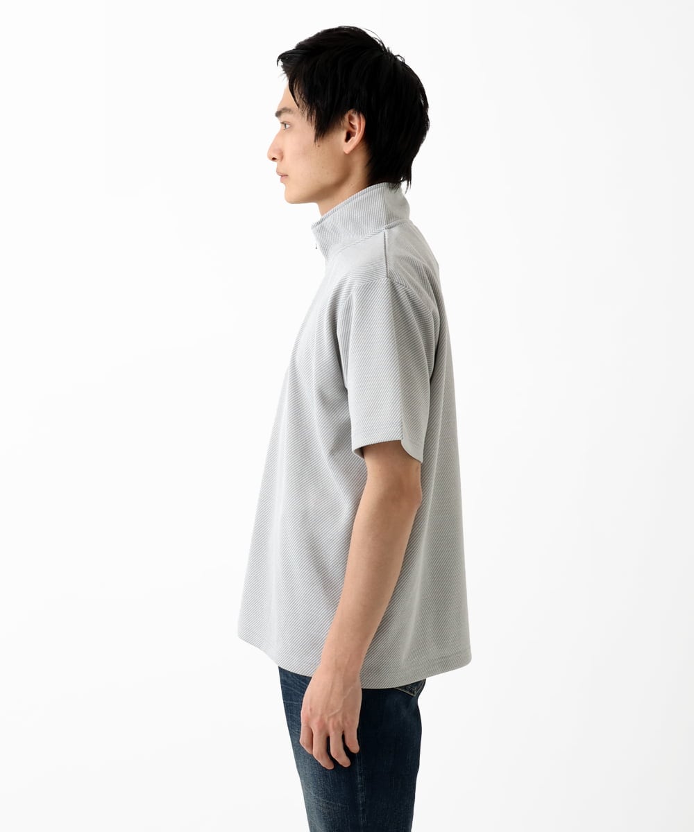 MKKGC09080 MK MICHEL KLEIN HOMME(MKミッシェルクランオム) ハーフジップカットソー ライトグレー