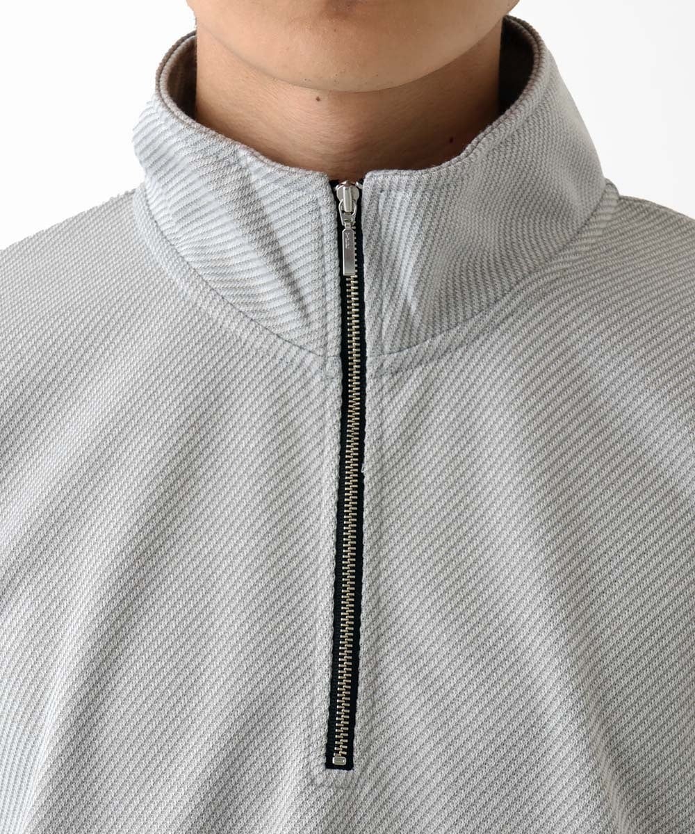 MKKGC09080 MK MICHEL KLEIN HOMME(MKミッシェルクランオム) ハーフジップカットソー ライトグレー
