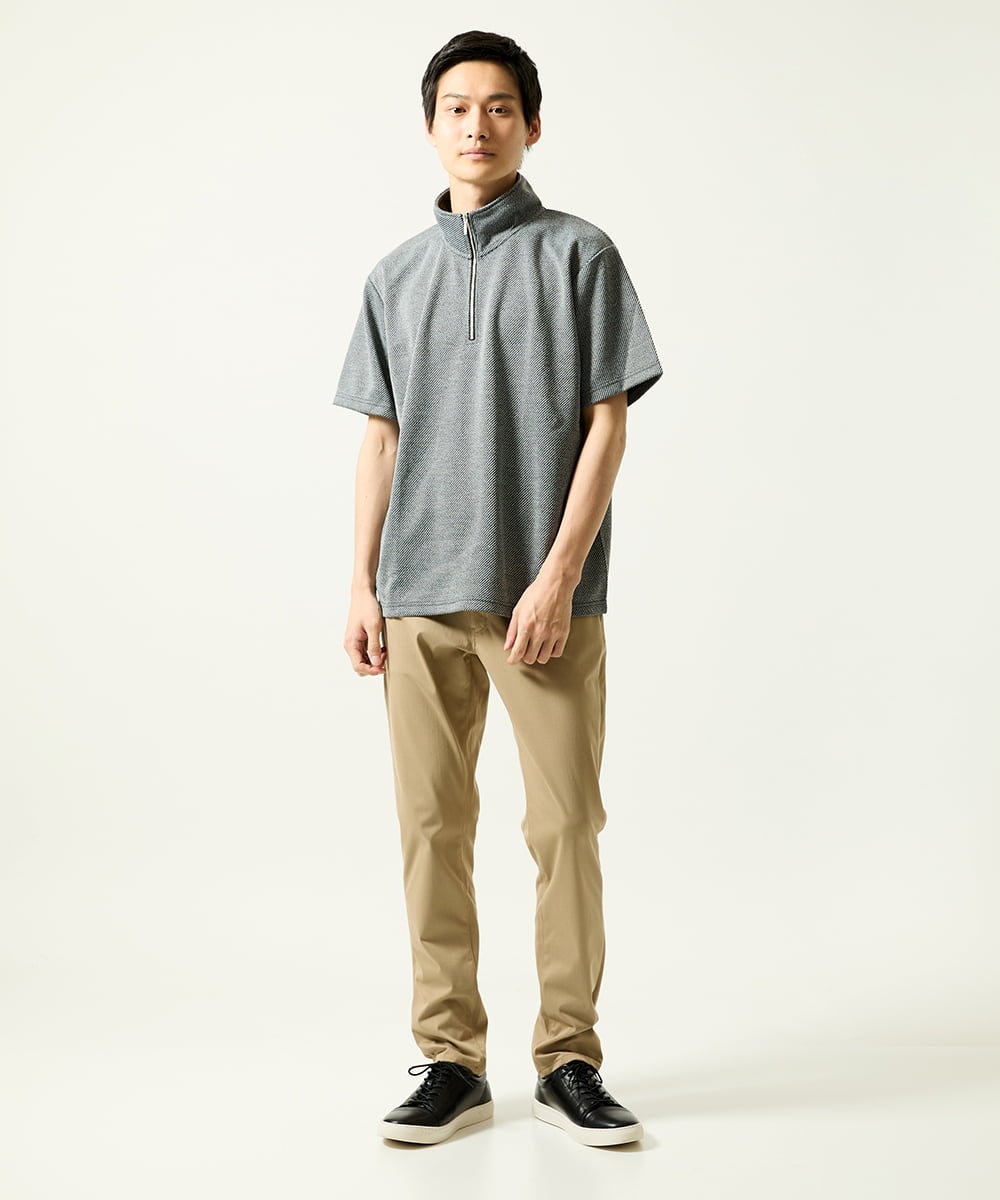 MKKGC09080 MK MICHEL KLEIN HOMME(MKミッシェルクランオム) ハーフジップカットソー ダークグレー