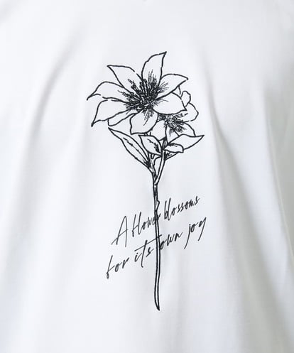 MK MICHEL KLEIN HOMME(MK ミッシェルクランオム) フラワー刺繍VネックTシャツ/シルキーポンチ ホワイト/白 46