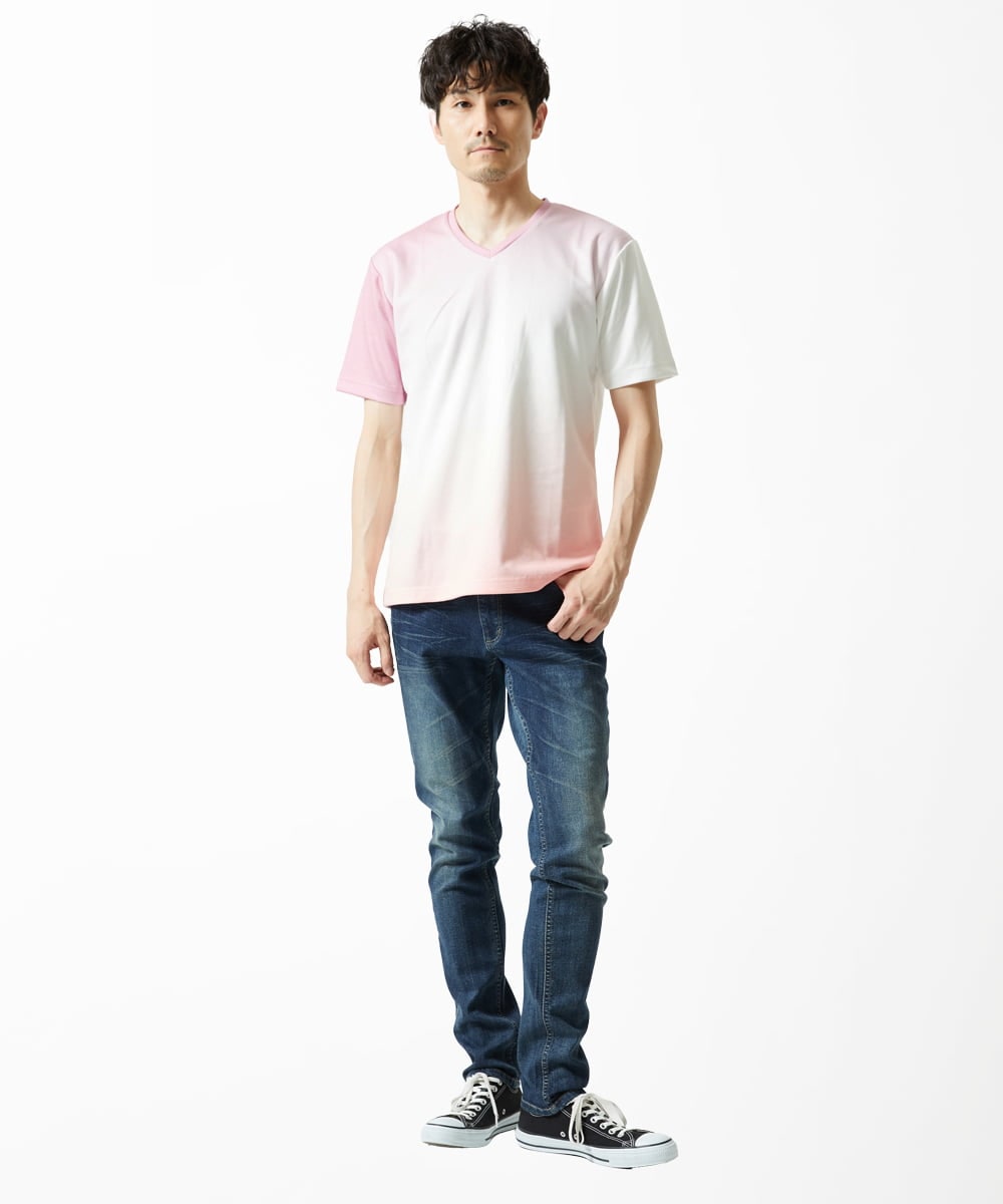 MKKGC14069 MK MICHEL KLEIN HOMME(MKミッシェルクランオム) グラデーションカットソー ピンク
