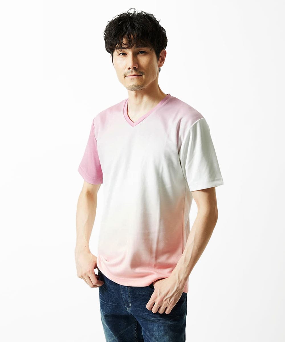 MKKGC14069 MK MICHEL KLEIN HOMME(MKミッシェルクランオム) グラデーションカットソー ピンク