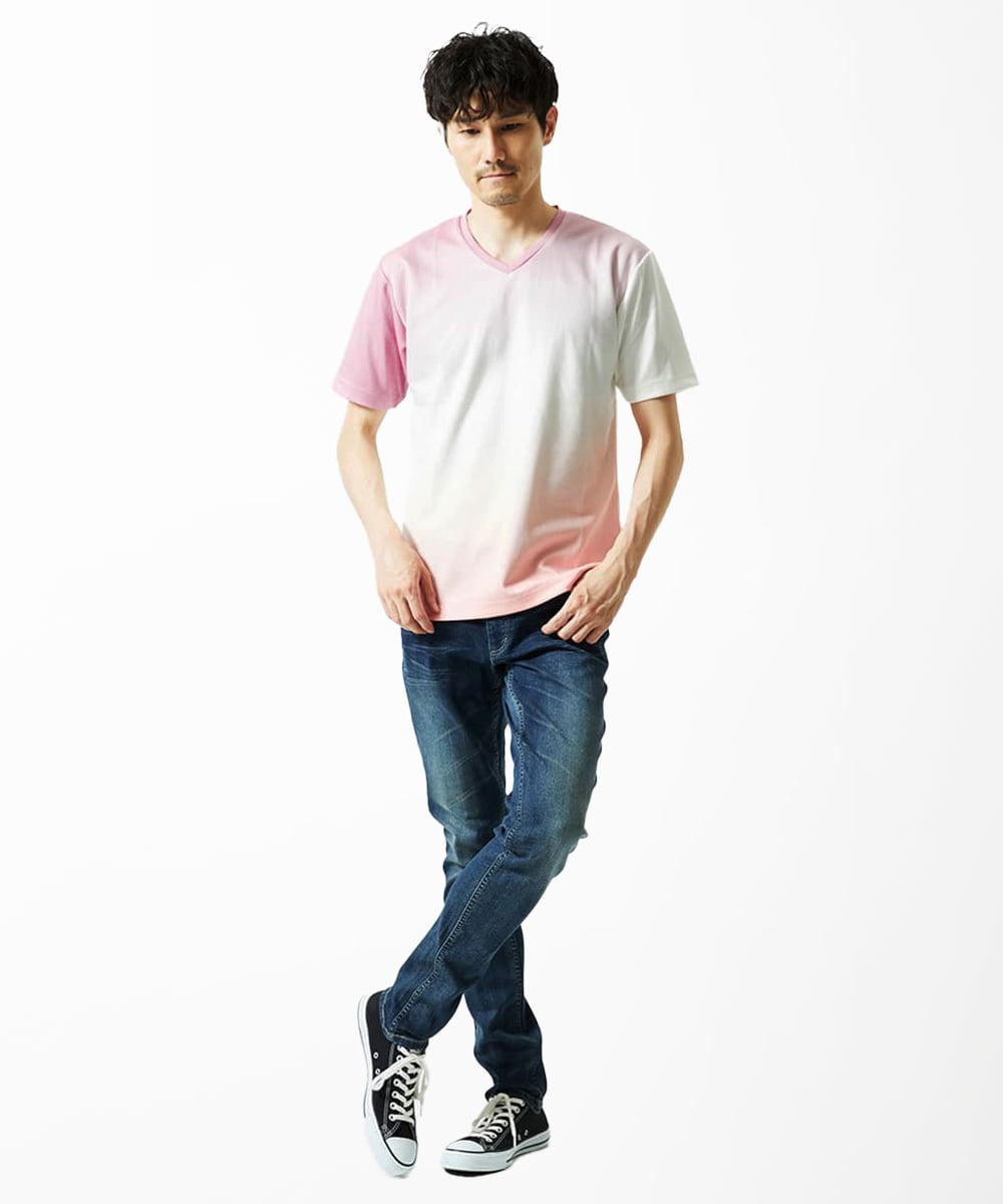 MKKGC14069 MK MICHEL KLEIN HOMME(MKミッシェルクランオム) グラデーションカットソー ピンク
