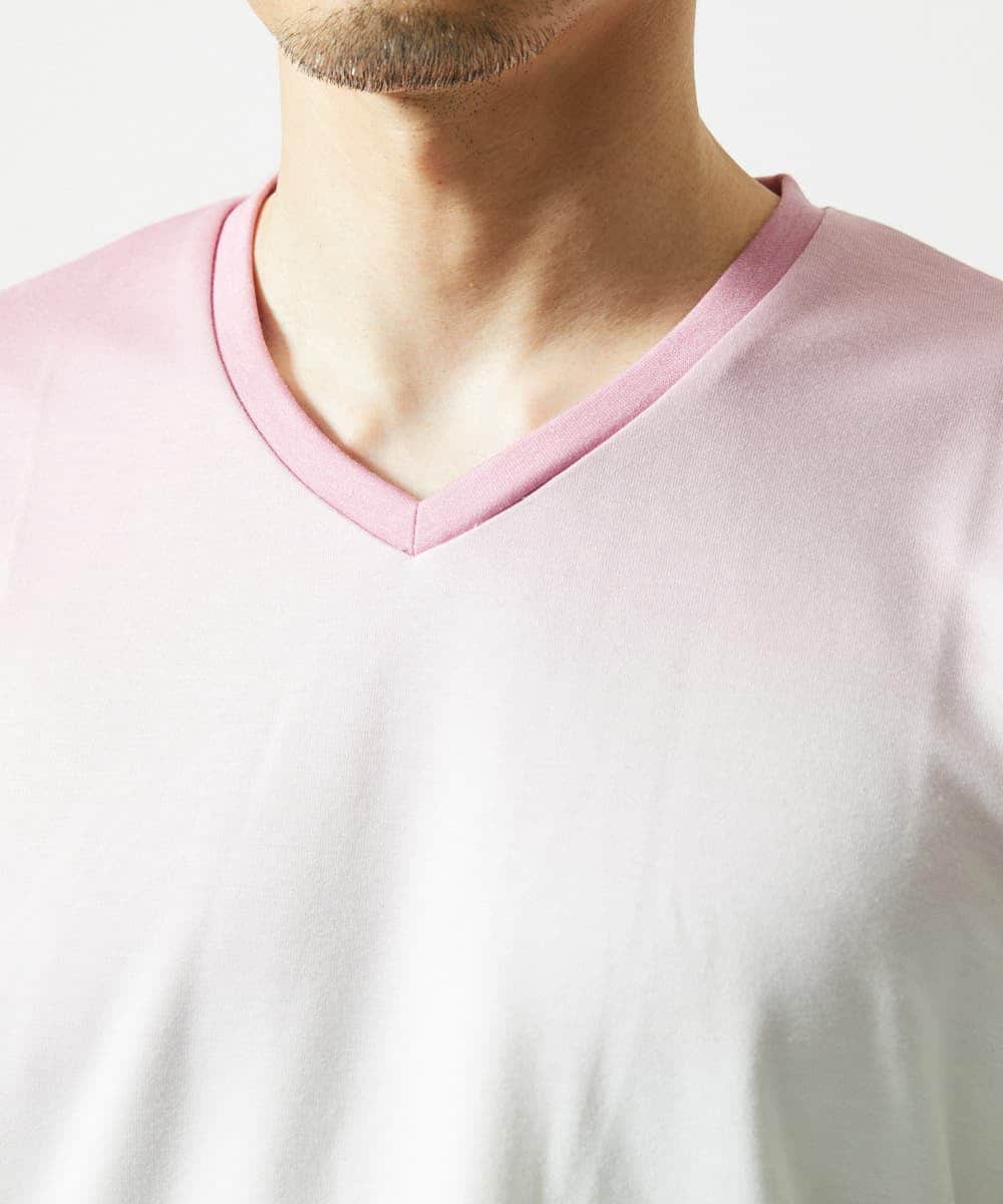 MKKGC14069 MK MICHEL KLEIN HOMME(MKミッシェルクランオム) グラデーションカットソー ピンク