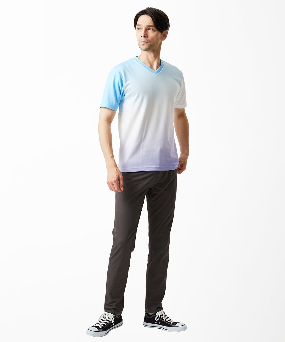 MKKGC14069 MK MICHEL KLEIN HOMME(MKミッシェルクランオム) グラデーションカットソー ブルー