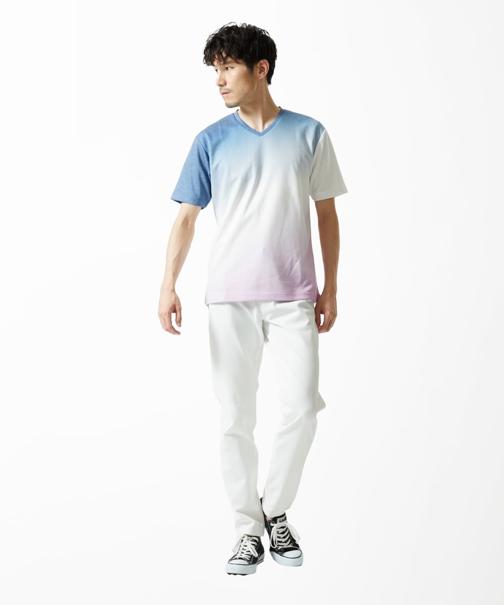 MKKGC14069 MK MICHEL KLEIN HOMME(MKミッシェルクランオム) グラデーションカットソー ネイビー