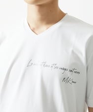MKKGC21069 MK MICHEL KLEIN HOMME(MKミッシェルクランオム) 【洗える】アシメトリープリントカットソー ホワイト