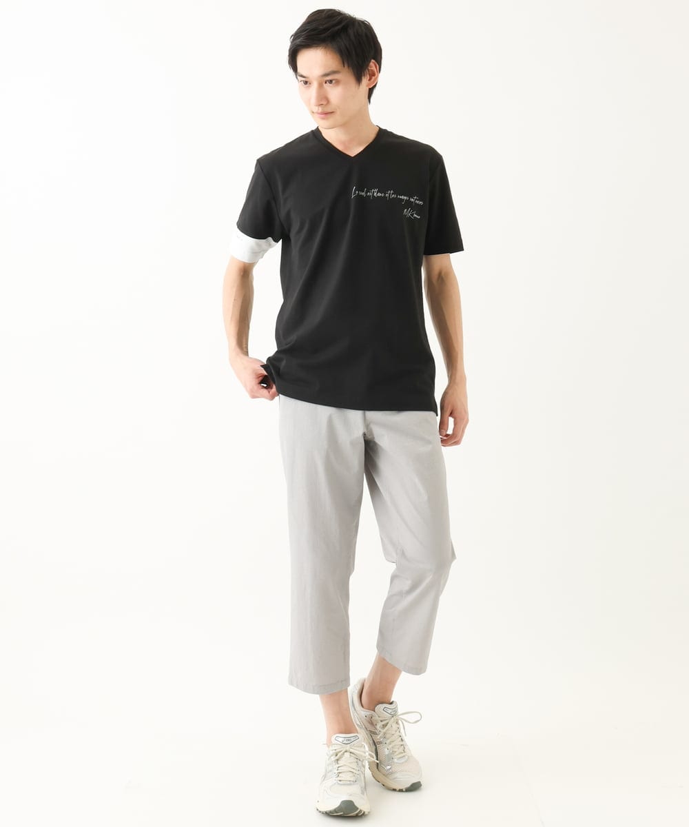 MKKGC21069 MK MICHEL KLEIN HOMME(MKミッシェルクランオム) 【洗える】アシメトリープリントカットソー ブラック