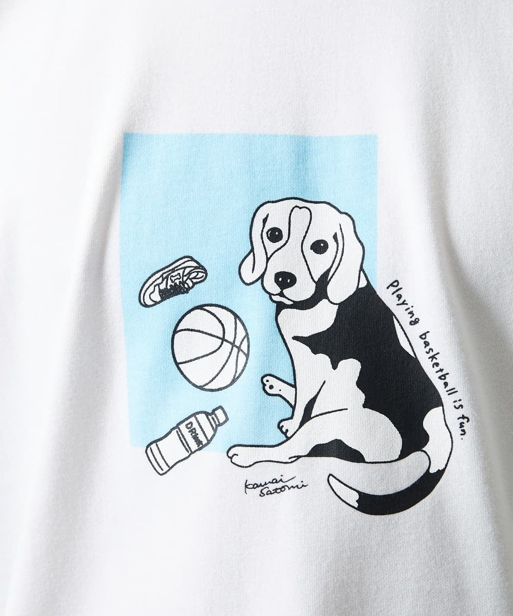 MKKGC27069 MK MICHEL KLEIN HOMME(MKミッシェルクランオム) 【カワイサトミ / コラボTシャツ】ドッグプリント ホワイト
