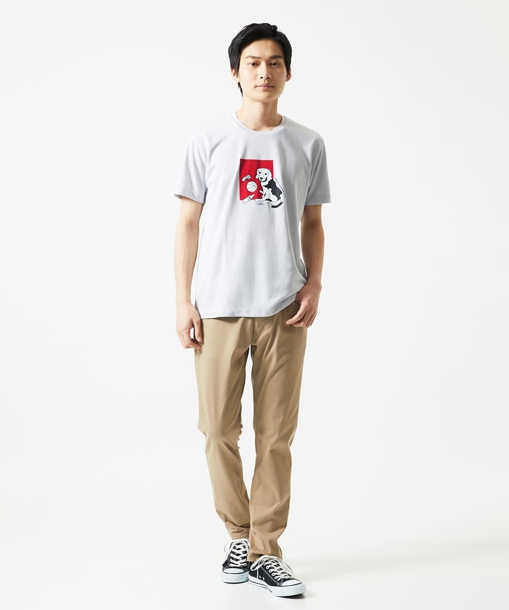 MKKGC27069 MK MICHEL KLEIN HOMME(MKミッシェルクランオム) 【カワイサトミ / コラボTシャツ】ドッグプリント ライトグレー