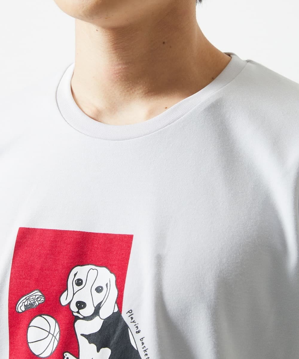 MKKGC27069 MK MICHEL KLEIN HOMME(MKミッシェルクランオム) 【カワイサトミ / コラボTシャツ】ドッグプリント ライトグレー