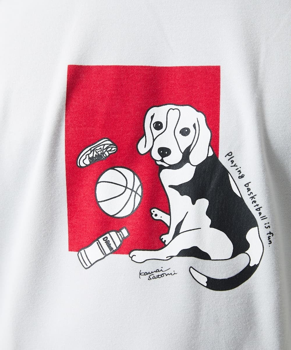 MKKGC27069 MK MICHEL KLEIN HOMME(MKミッシェルクランオム) 【カワイサトミ / コラボTシャツ】ドッグプリント ライトグレー