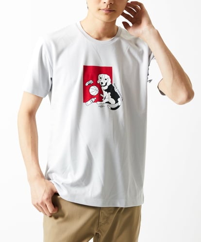 MK MICHEL KLEIN HOMME(MK ミッシェルクランオム) 【カワイサトミ / コラボTシャツ】ビーグルドッグプリント ライトグレー/灰 46