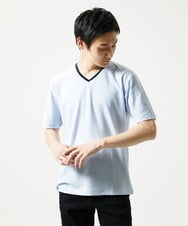 MKKGC31069 MK MICHEL KLEIN HOMME(MKミッシェルクランオム) 【洗える・サッカー素材】Vネックカットソー ライトブルー