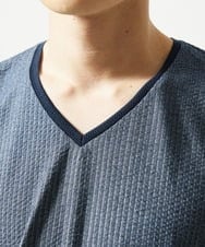 MKKGC31069 MK MICHEL KLEIN HOMME(MKミッシェルクランオム) 【洗える・サッカー素材】Vネックカットソー ブルー