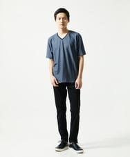 MKKGC31069 MK MICHEL KLEIN HOMME(MKミッシェルクランオム) 【洗える・サッカー素材】Vネックカットソー ブルー