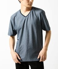 MKKGC31069 MK MICHEL KLEIN HOMME(MKミッシェルクランオム) 【洗える・サッカー素材】Vネックカットソー ブルー