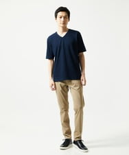 MKKGC31069 MK MICHEL KLEIN HOMME(MKミッシェルクランオム) 【洗える・サッカー素材】Vネックカットソー ネイビー