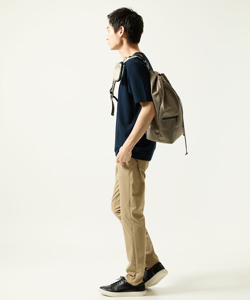 MKKGC31069 MK MICHEL KLEIN HOMME(MKミッシェルクランオム) 【洗える・サッカー素材】Vネックカットソー ネイビー