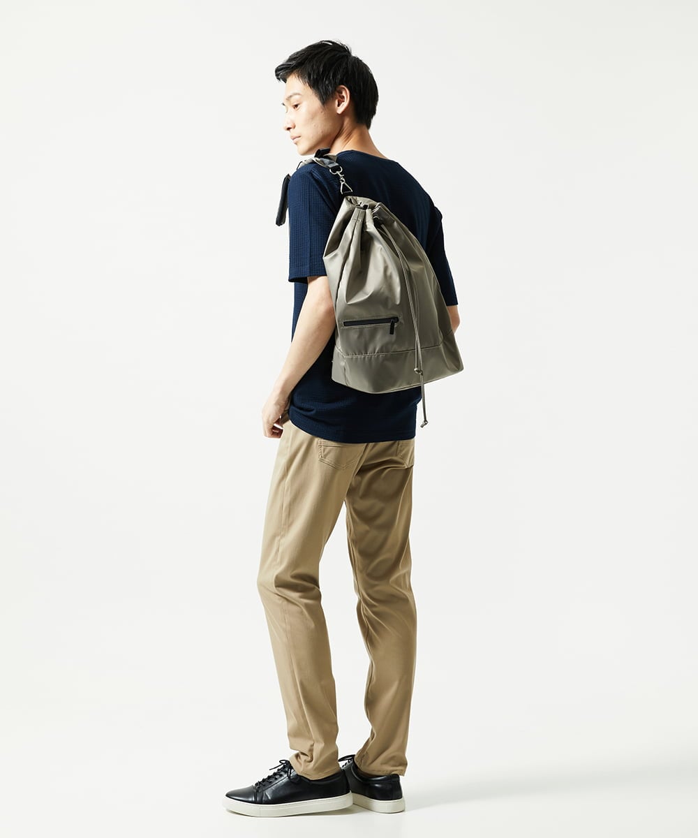 MKKGC31069 MK MICHEL KLEIN HOMME(MKミッシェルクランオム) 【洗える・サッカー素材】Vネックカットソー ネイビー