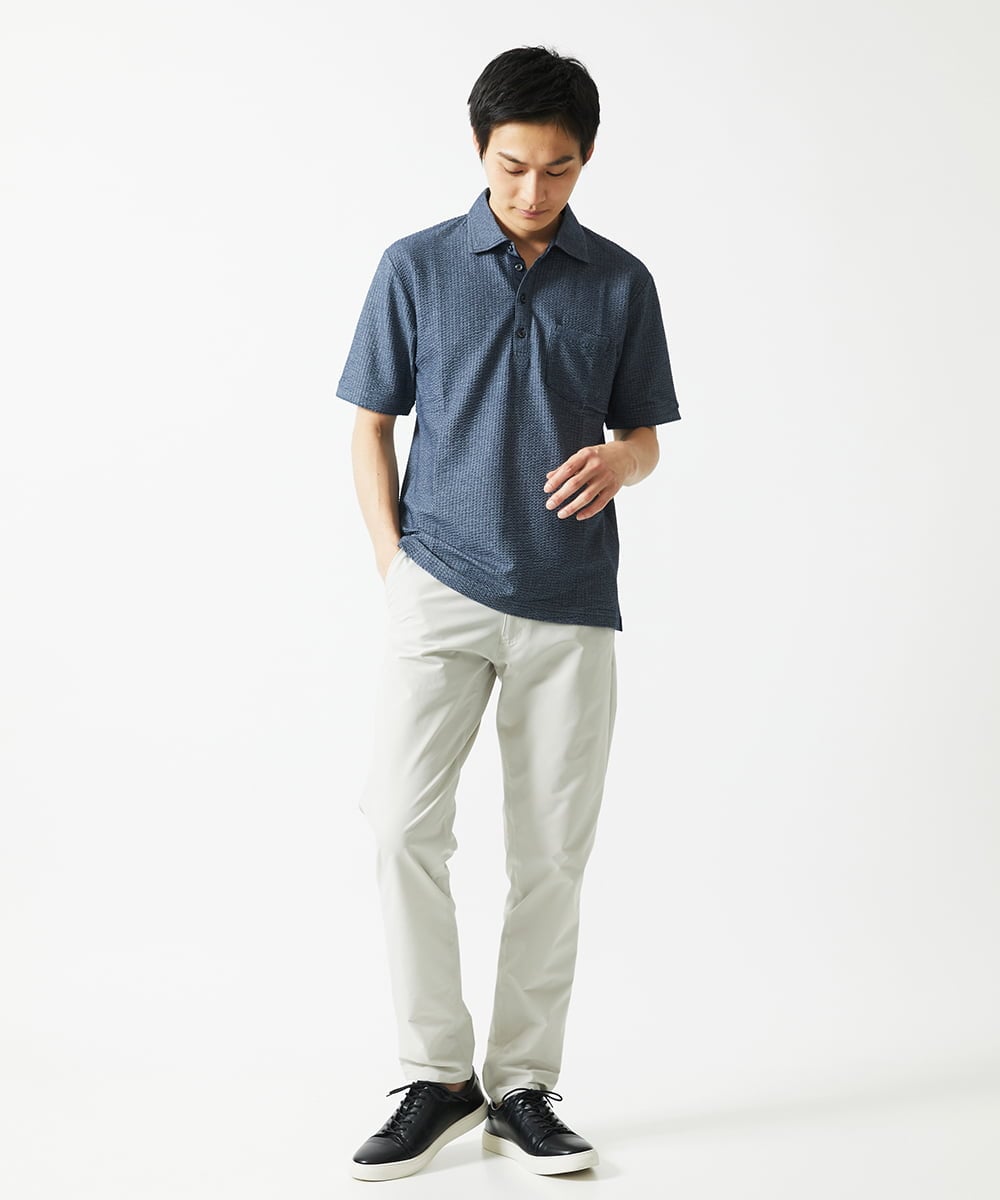 MKKGC32090 MK MICHEL KLEIN HOMME(MKミッシェルクランオム) ポロシャツ / ストライプサッカー ブルー
