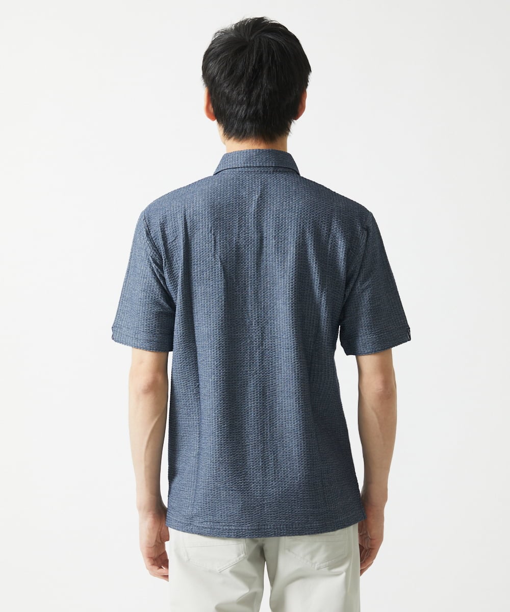 MKKGC32090 MK MICHEL KLEIN HOMME(MKミッシェルクランオム) ポロシャツ / ストライプサッカー ブルー