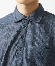 MKKGC32090 MK MICHEL KLEIN HOMME(MKミッシェルクランオム) ポロシャツ / ストライプサッカー ブルー