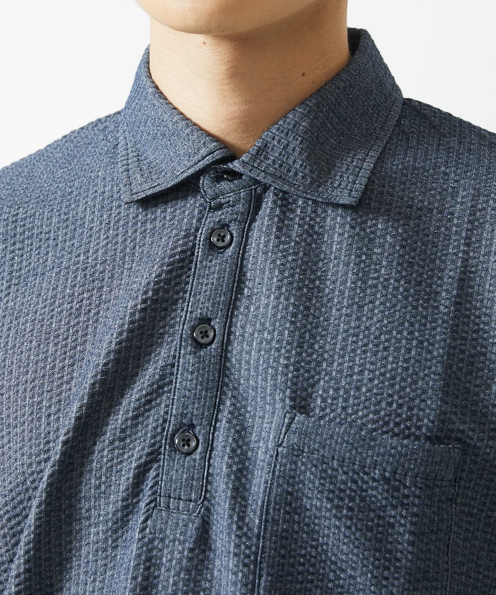 MKKGC32090 MK MICHEL KLEIN HOMME(MKミッシェルクランオム) ポロシャツ / ストライプサッカー ブルー