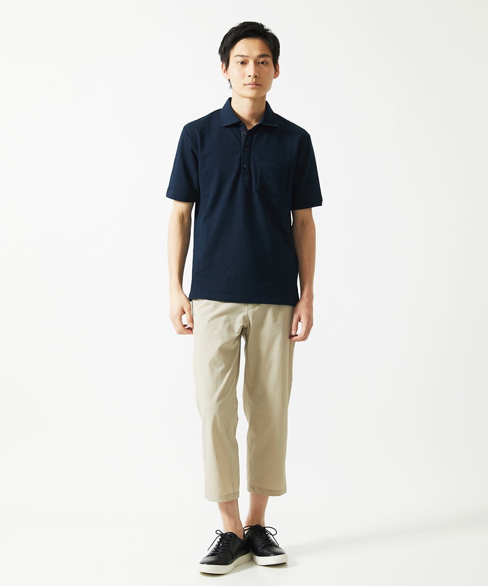 MKKGC32090 MK MICHEL KLEIN HOMME(MKミッシェルクランオム) ポロシャツ / ストライプサッカー ネイビー