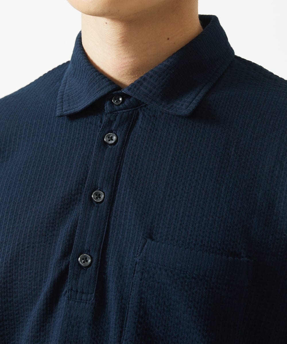 MKKGC32090 MK MICHEL KLEIN HOMME(MKミッシェルクランオム) ポロシャツ / ストライプサッカー ネイビー