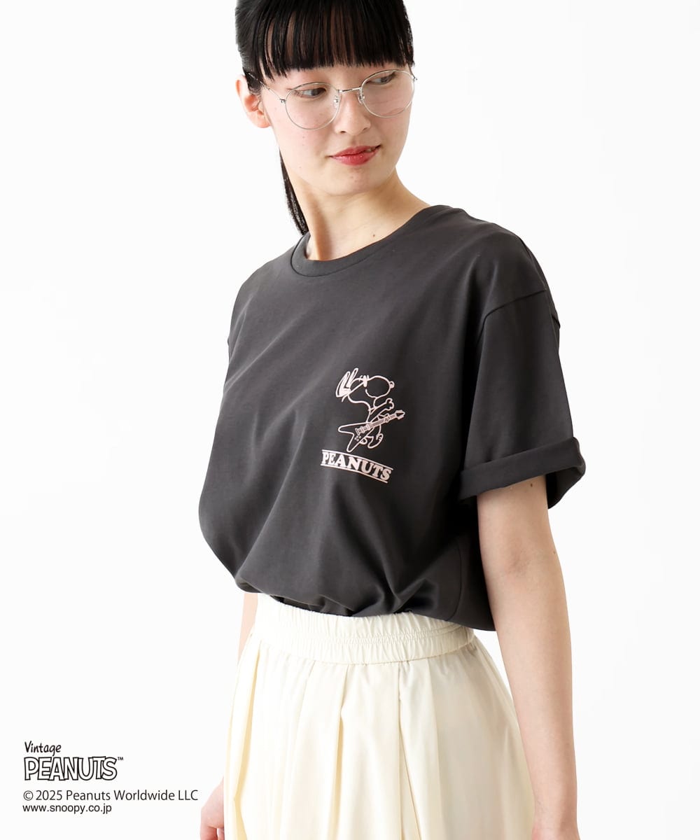 MKKGC84069 MK MICHEL KLEIN HOMME(MKミッシェルクランオム) 【洗える】ビンテージスヌーピーTシャツ  ダークグレー