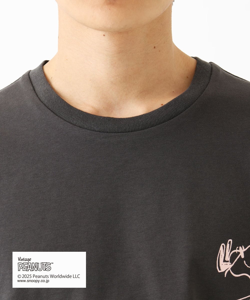 MKKGC84069 MK MICHEL KLEIN HOMME(MKミッシェルクランオム) 【洗える】ビンテージスヌーピーTシャツ  ダークグレー