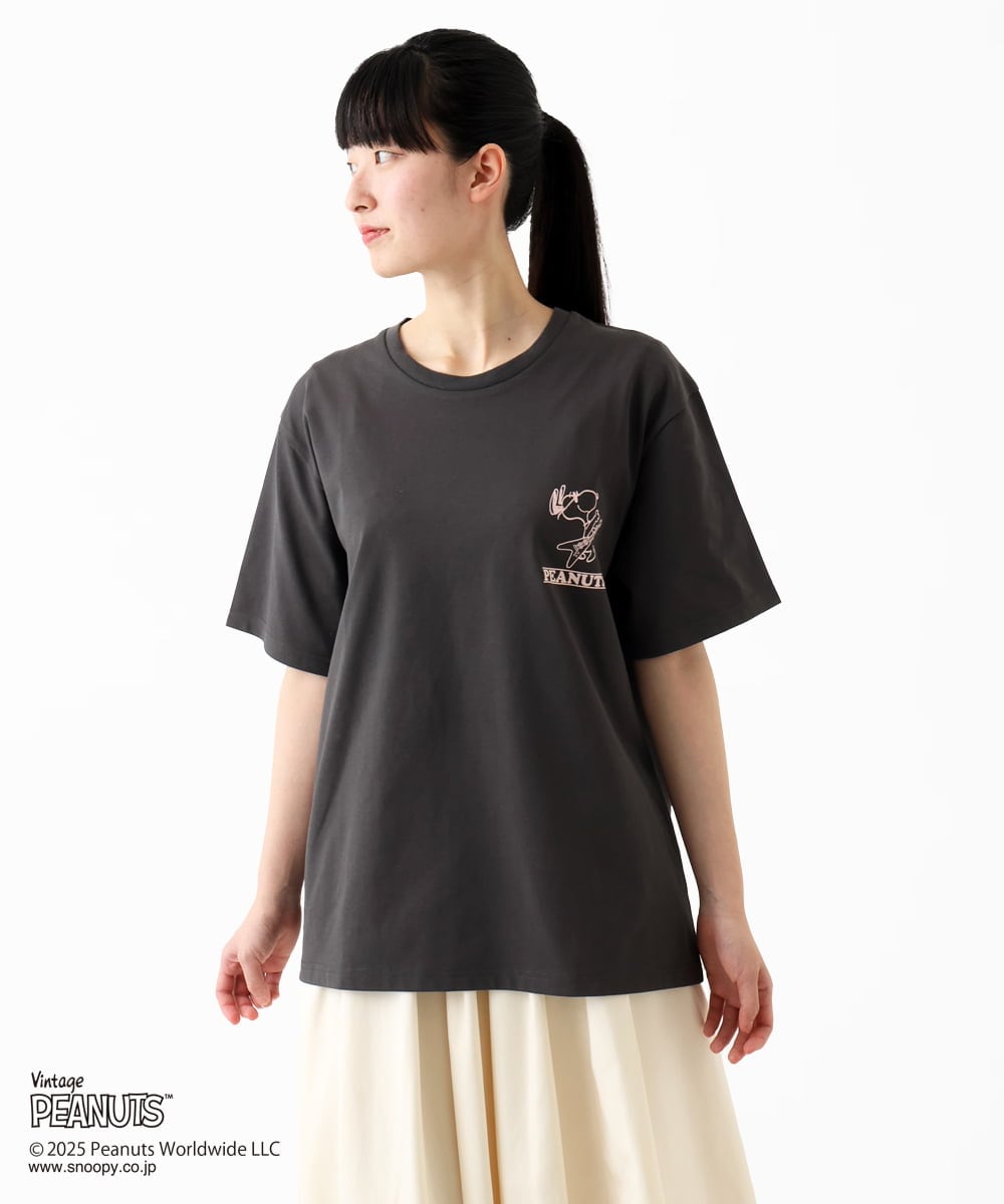 MKKGC84069 MK MICHEL KLEIN HOMME(MKミッシェルクランオム) 【洗える】ビンテージスヌーピーTシャツ  ダークグレー