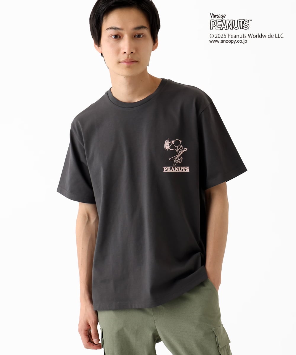 MKKGC84069 MK MICHEL KLEIN HOMME(MKミッシェルクランオム) 【洗える】ビンテージスヌーピーTシャツ  ダークグレー