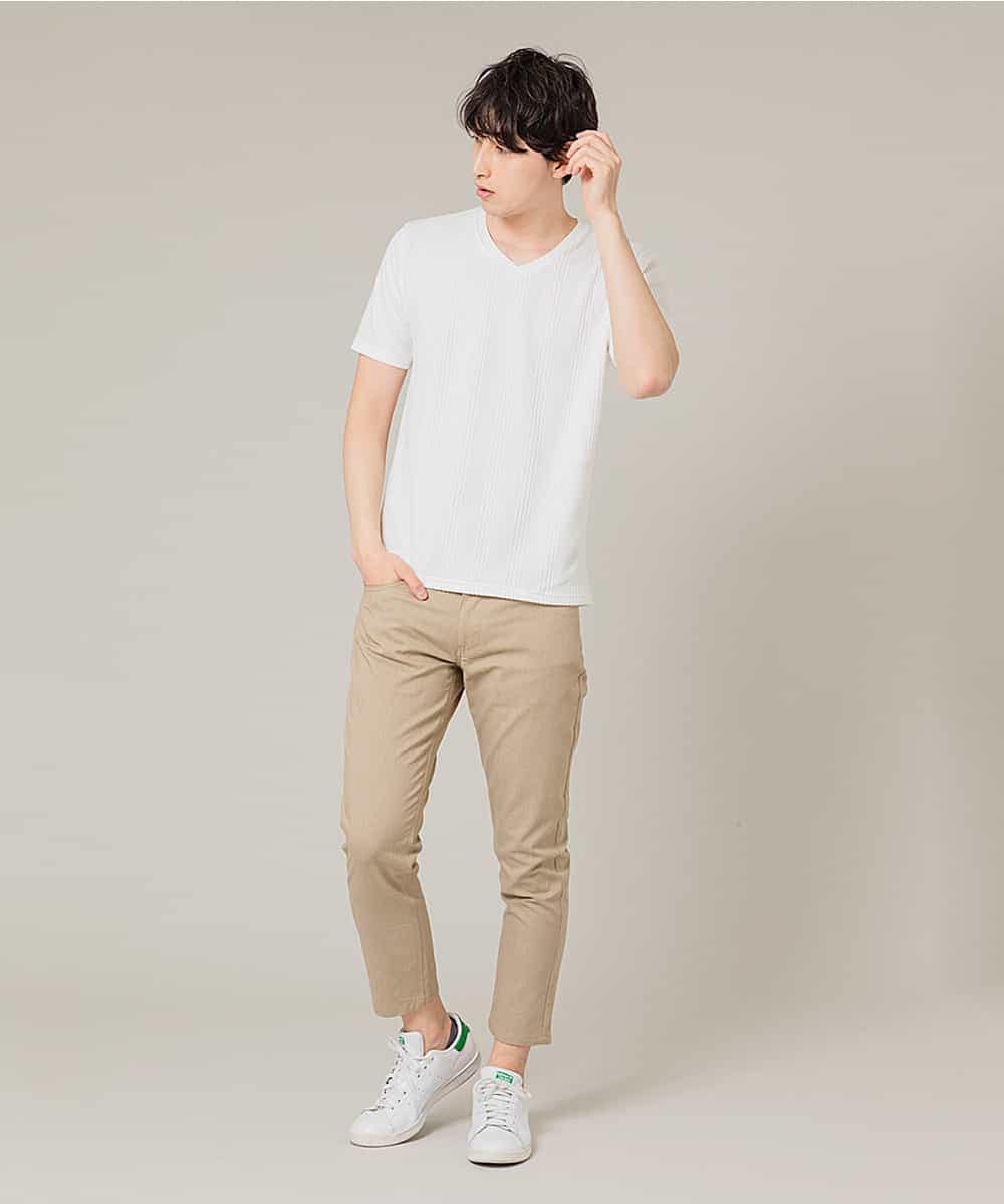 MKKGJ61059 MK MICHEL KLEIN HOMME(MKミッシェルクランオム) カットソー／フクレランダムストライプ ホワイト
