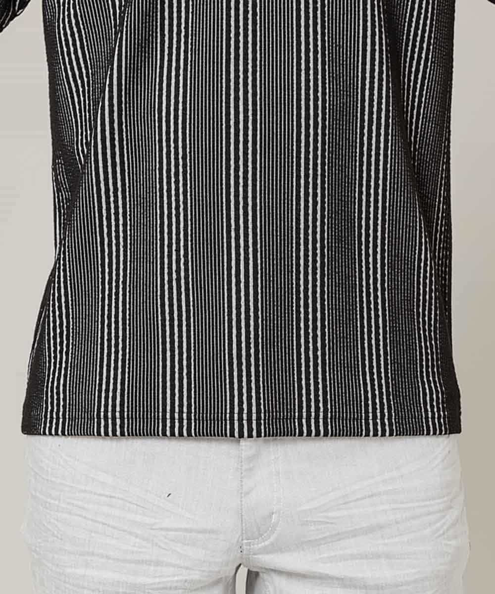MKKGJ61059 MK MICHEL KLEIN HOMME(MKミッシェルクランオム) カットソー／フクレランダムストライプ ブラック