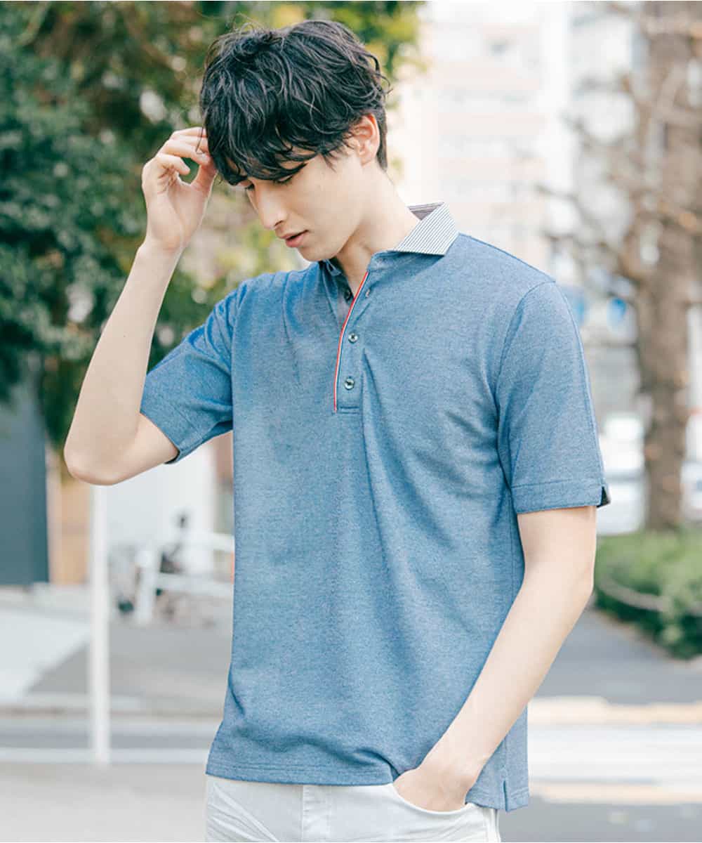 MKKGJ71069 MK MICHEL KLEIN HOMME(MKミッシェルクランオム) ポロシャツ／パリポロ ブルー