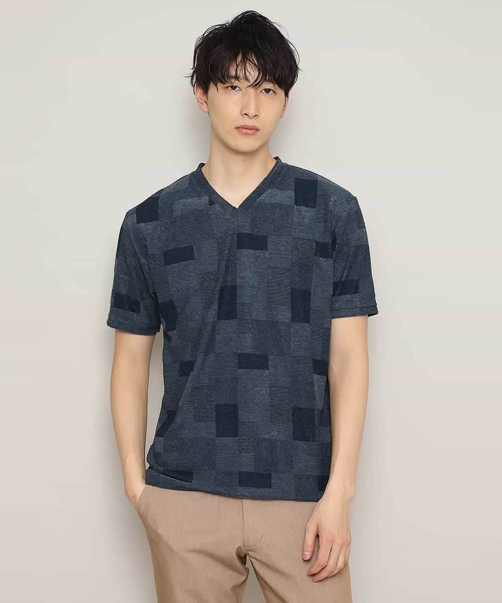 MKKGL26069 MK MICHEL KLEIN HOMME(MKミッシェルクランオム) カットソー／TCブロックパイル ネイビー