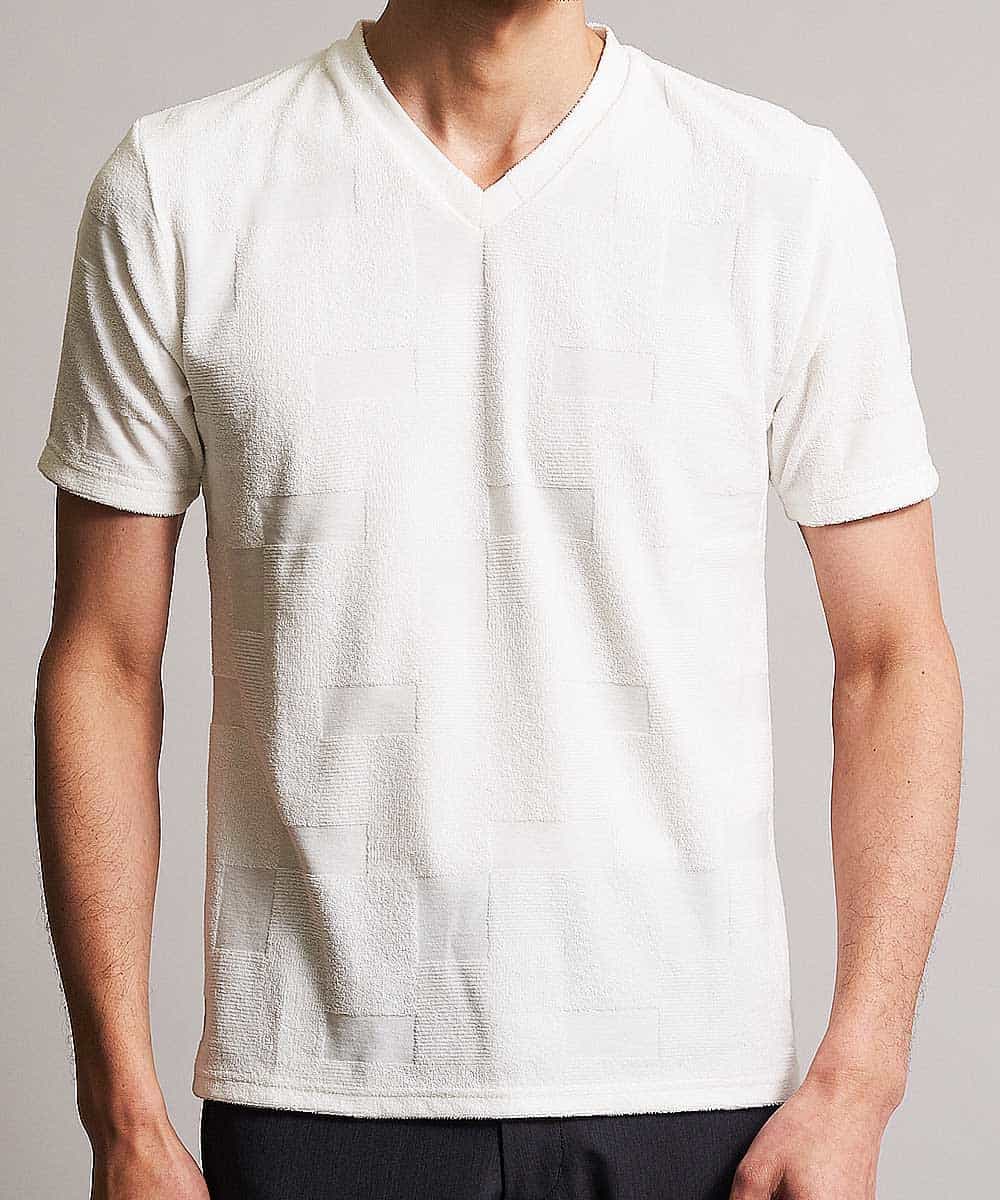 MKKGL26069 MK MICHEL KLEIN HOMME(MKミッシェルクランオム) カットソー／TCブロックパイル ホワイト