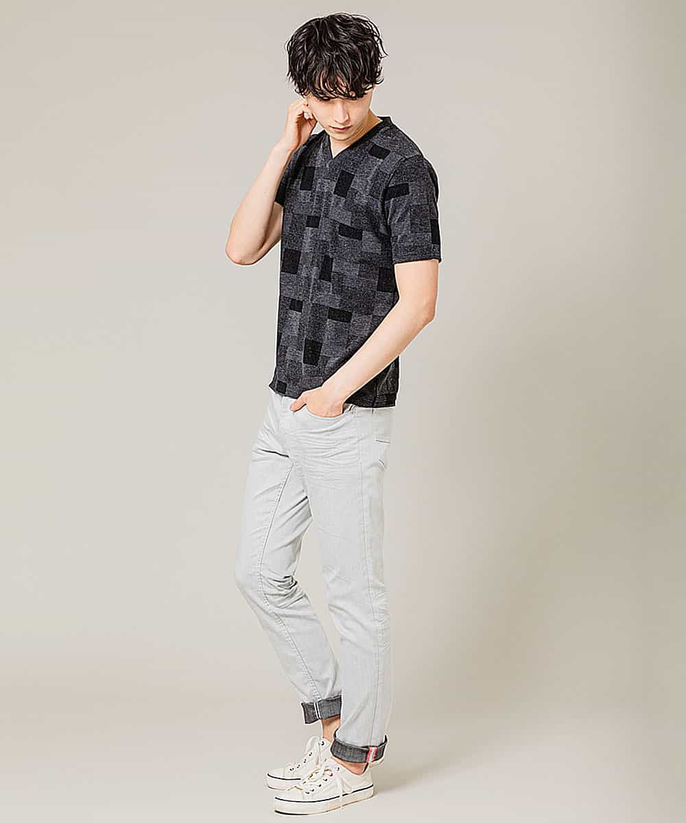 MKKGL26069 MK MICHEL KLEIN HOMME(MKミッシェルクランオム) カットソー／TCブロックパイル ダークグレー
