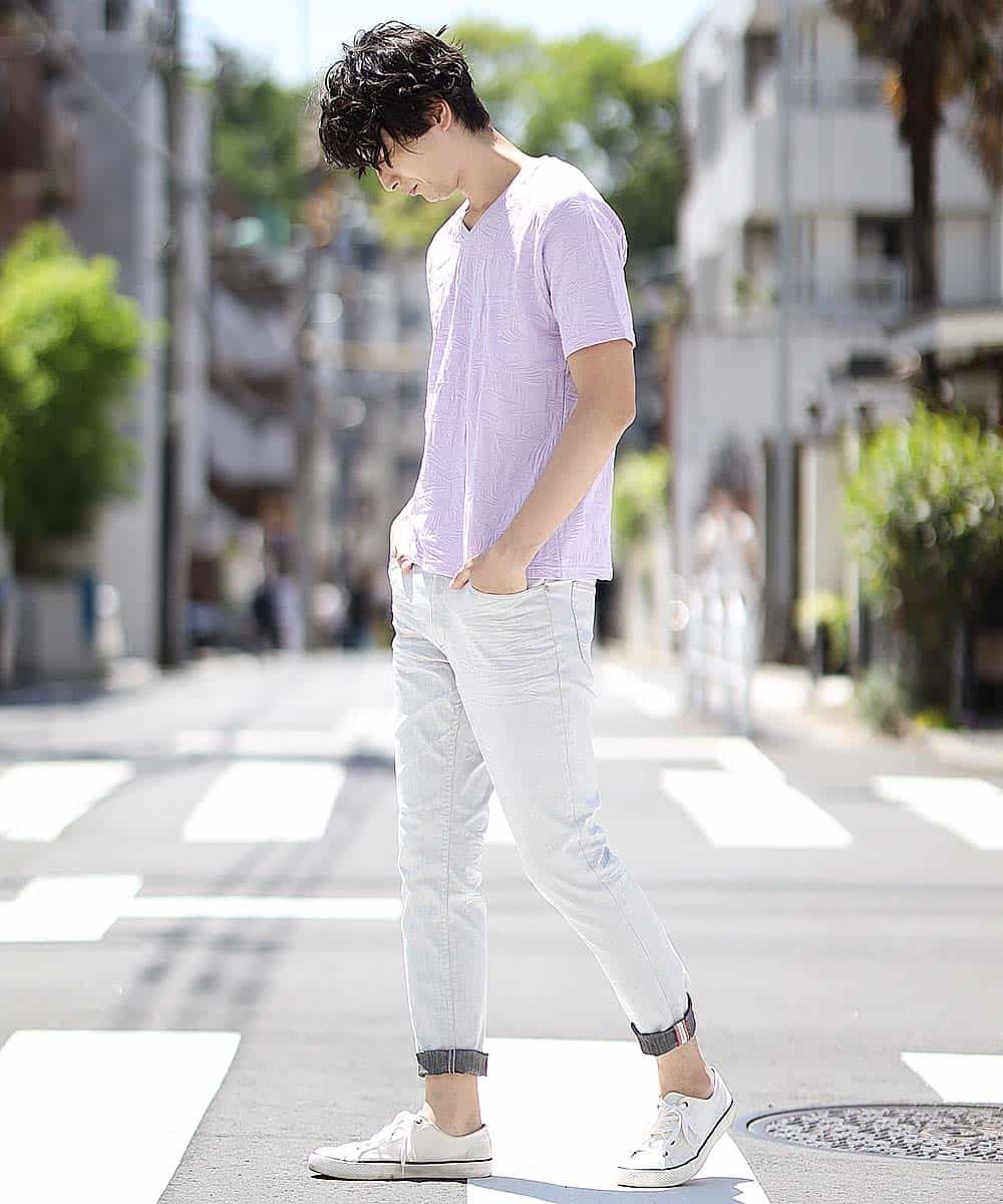 MKKGL27059 MK MICHEL KLEIN HOMME(MKミッシェルクランオム) カットソー／ボタニカルリンクス ラベンダー