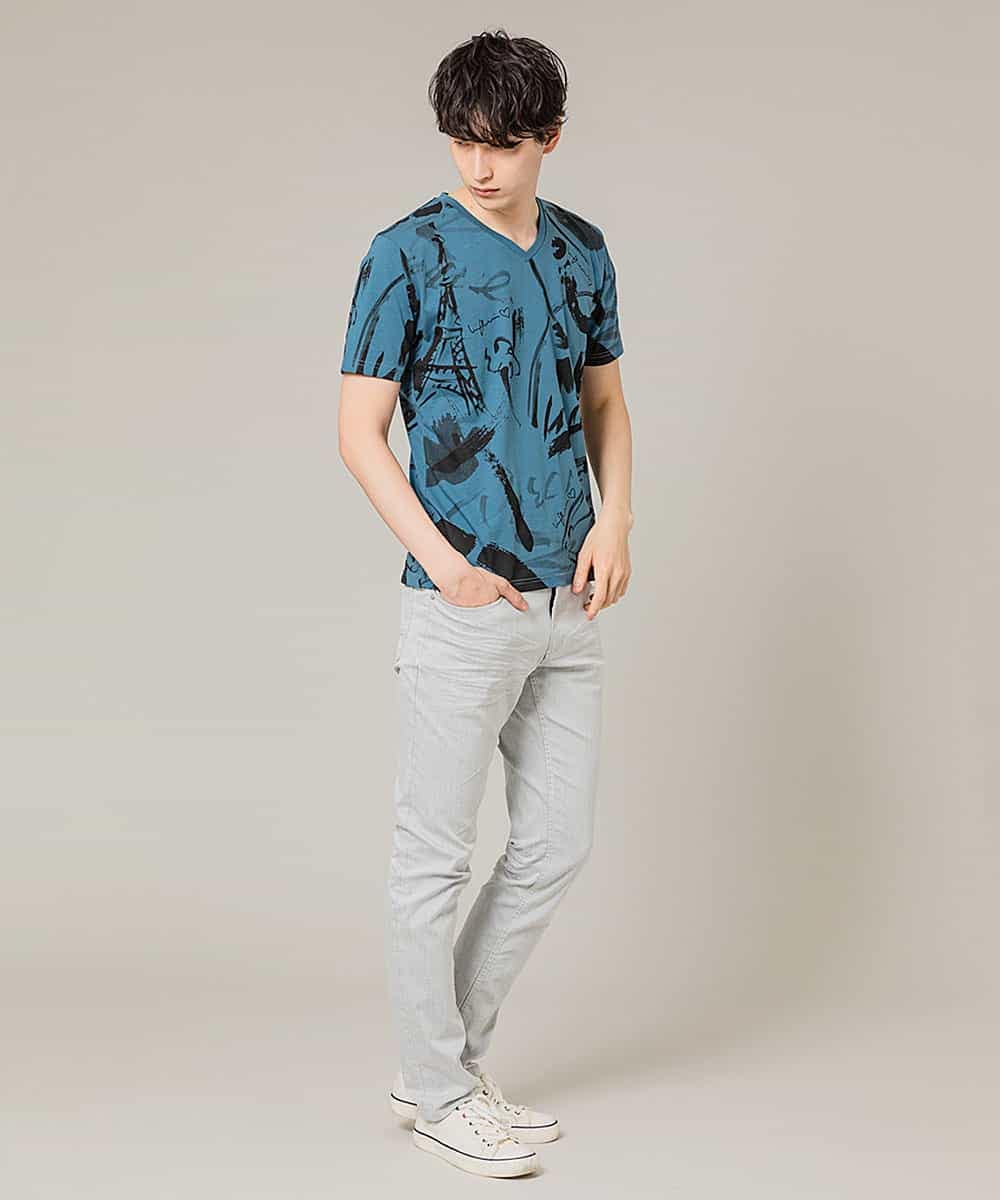 MKKGL43045 MK MICHEL KLEIN HOMME(MKミッシェルクランオム) カットソー／ラフィネソウガラ ブルー