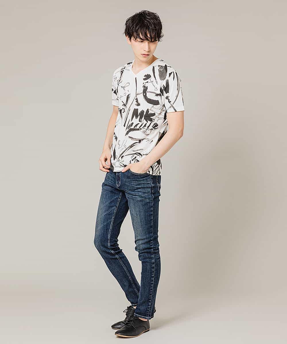 MKKGL43045 MK MICHEL KLEIN HOMME(MKミッシェルクランオム) カットソー／ラフィネソウガラ ホワイト