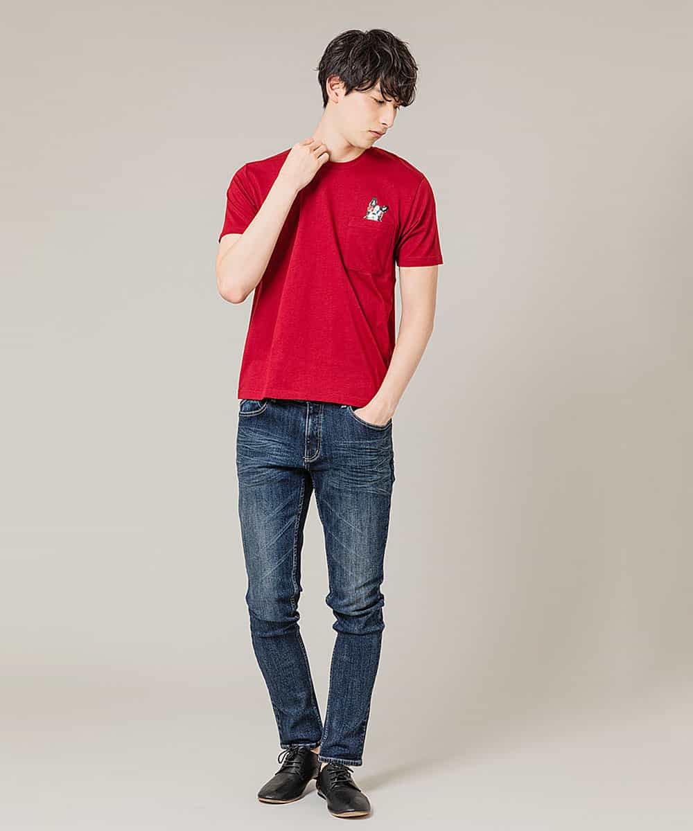 MKKGL45045 MK MICHEL KLEIN HOMME(MKミッシェルクランオム) カットソー／ラフィネポケットTシャツ レッド