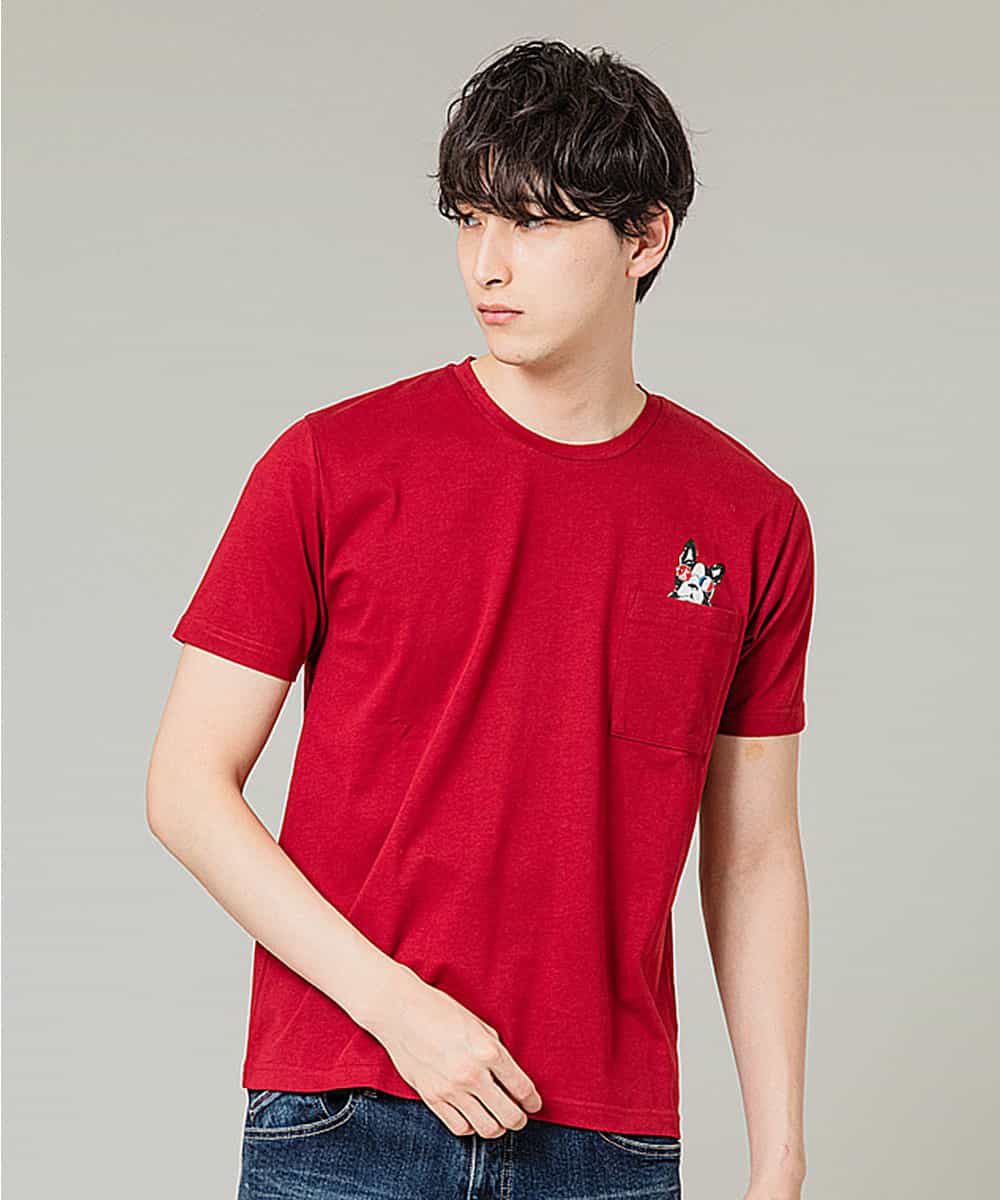 MKKGL45045 MK MICHEL KLEIN HOMME(MKミッシェルクランオム) カットソー／ラフィネポケットTシャツ レッド
