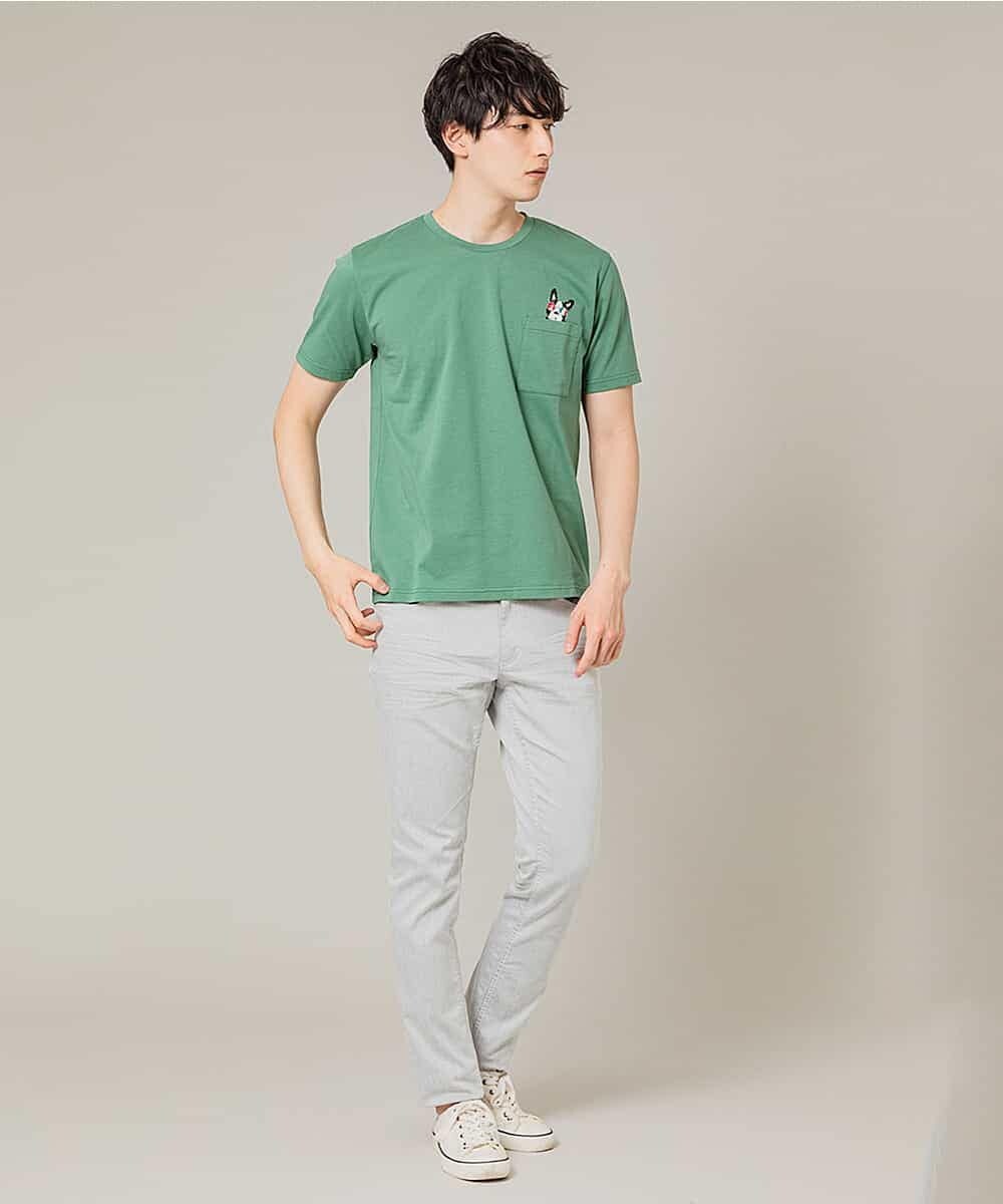 MKKGL45045 MK MICHEL KLEIN HOMME(MKミッシェルクランオム) カットソー／ラフィネポケットTシャツ グリーン